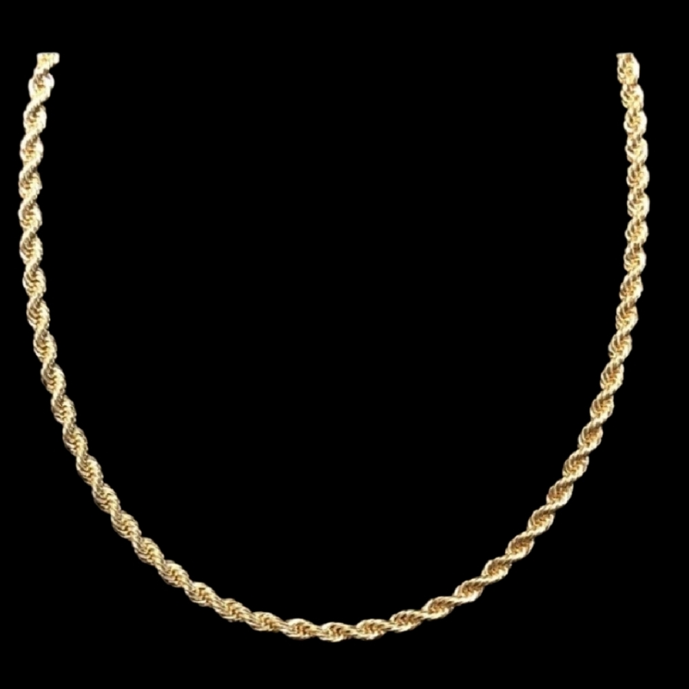 New 18K Italian Real Gold Filled Bonded 24 Inch 4mm Rope Chain